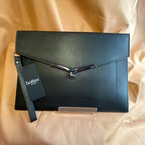 NWT Botkier Genuine Leather Valentina Flap Clutch Black with Gun Metal Hardware